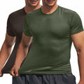 Fastkoala Men's Quick Dry Workout Shirt Short Sleeve ArmyGreen Grey Size M by Deal US