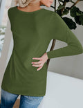 DittyandVibe Womens Long Sleeve V Neck Shirt Olive Green Size L by Deal US
