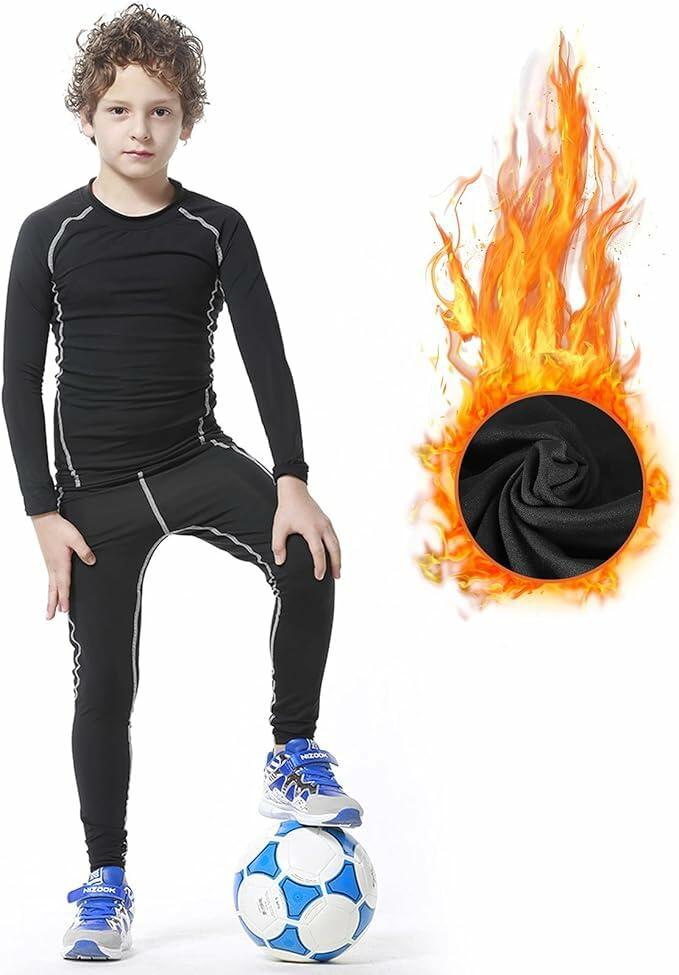 Muzikin Kids Thermal Underwear Set Fleece-Lined Warm Moisture-Wicking Size 26 by Deal US