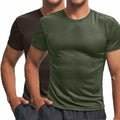 Fastkoala Men's Quick Dry Workout Shirt Short Sleeve ArmyGreen Grey Size M by Deal US