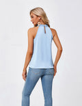 Women Sleeveless Tie Bow Blouse Casual Top Light Blue - Size XXL by Deal US