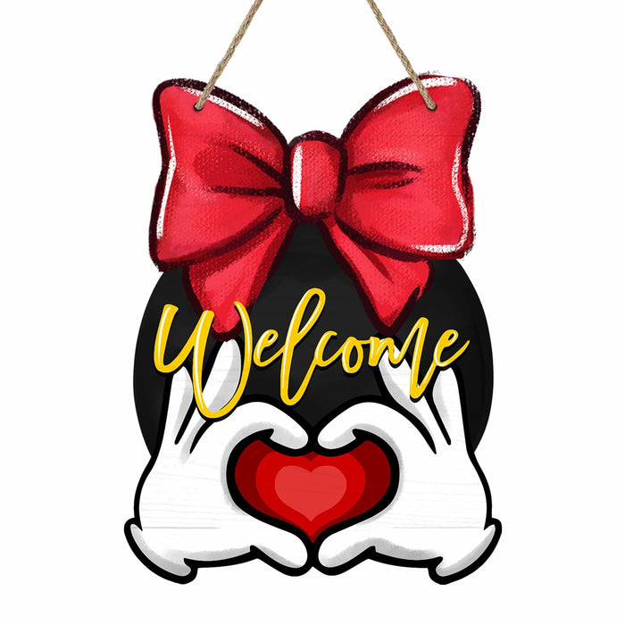 Bolisom Valentine's Day Wood Door Sign Red Love Heart Polka Dot Bow by Deal US