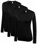 WANAYOU Women's Compression Dry Fit Long Sleeve Shirt 3 Pack Black Size S by Deal US