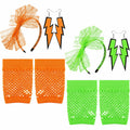Maiteenly 80s Costume Accessories Set Lace Headband Neon Earrings Gloves by Deal US