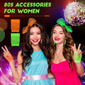 Maiteenly 80s Costume Accessories Set Lace Headband Neon Earrings Gloves by Deal US