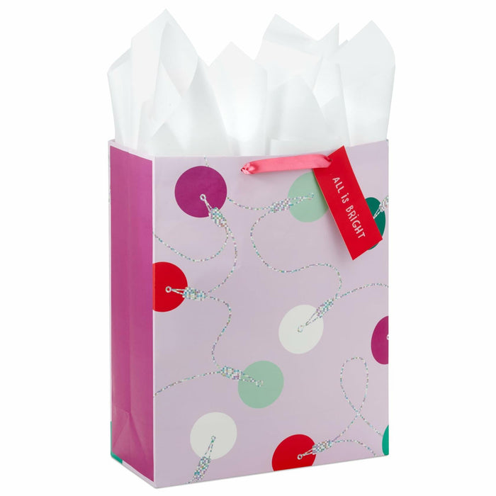 Hallmark 15" Extra Large Holiday Gift Bag Trendy Lights Pink with Tissue & Tag by Deal US