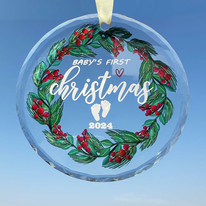First Christmas Ornament 2024 Clear Glass Newborn Baby Keepsake Girls Boys by Deal US