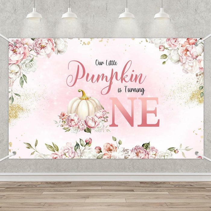 MEHOFOND Fall Pumpkin 1st Birthday Backdrop Banner Pastel Pink 70.8x43.3in by Deal US