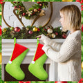 Lunmon 6pcs 18in Red Green Christmas Stockings Faux Fur Holiday Decor by Deal US