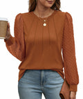OFEEFAN Womens Puff Sleeve Top Caramel Long Sleeve Size S by Deal US