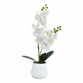 Angerlo 13" White Artificial Butterfly Orchid Ceramic Vase Decor by Deal US