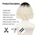 LABEAUTÉ Synthetic Short Wavy Blonde Black Ombre Bob Wig with Bangs by Deal US