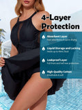 insgym SwimSkirt Bikini Bottoms Alpha Black Ruched Drawstring Size XX_L by Deal US