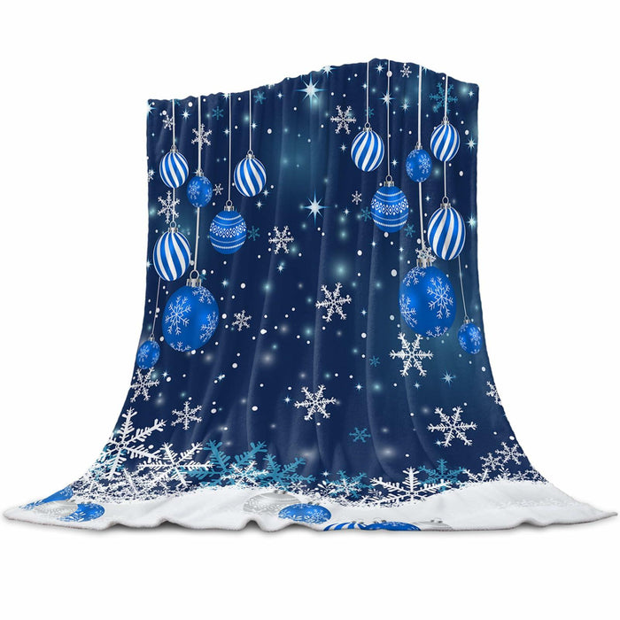Blue Snowflake Christmas Throw Blanket Soft Cozy Fleece 40x60 Inch by Deal US
