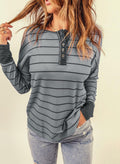 EVALESS Womens Brown Waffle Knit Henley Top Long Sleeve Size XS by Deal US