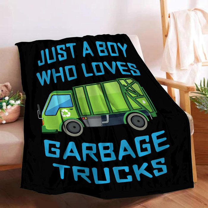 Boy Who Loves Garbage Trucks Soft Flannel Blanket Cozy 50x40 Kids Throw by Deal US