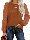OFEEFAN Womens Puff Sleeve Top Caramel Long Sleeve Size S by Deal US