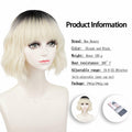 LABEAUTÉ Synthetic Short Wavy Blonde Black Ombre Bob Wig with Bangs by Deal US