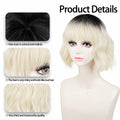 LABEAUTÉ Synthetic Short Wavy Blonde Black Ombre Bob Wig with Bangs by Deal US