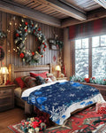 Blue Snowflake Christmas Throw Blanket Soft Cozy Fleece 40x60 Inch by Deal US