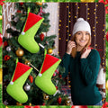Lunmon 6pcs 18in Red Green Christmas Stockings Faux Fur Holiday Decor by Deal US