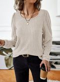 Samefar Womens Long Sleeve Blouse Casual Round Neck Apricot Size S by Deal US