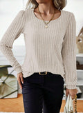 Samefar Womens Long Sleeve Blouse Casual Round Neck Apricot Size S by Deal US