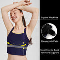 baleaf Women's Swim Top Tankini Square Neck Built-in Bra Navy Blue Size 38 by Deal US