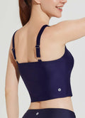 baleaf Women's Swim Top Tankini Square Neck Built-in Bra Navy Blue Size 38 by Deal US