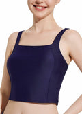 baleaf Women's Swim Top Tankini Square Neck Built-in Bra Navy Blue Size 38 by Deal US