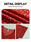 QUEZHU Women's V Neck Short Sleeve Chiffon Blouse Wine Red Size Small by Deal US