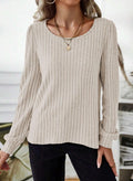 Samefar Womens Long Sleeve Blouse Casual Round Neck Apricot Size S by Deal US