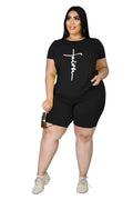Tycorwd Plus Size 2PC Jogger Set Black Summer Casual Tracksuit Size 5-3XL by Deal US