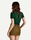Amoretu Dark Green Slim Fit V Neck T Shirt Short Sleeve Basic Top Size L by Deal US