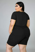 Tycorwd Plus Size 2PC Jogger Set Black Summer Casual Tracksuit Size 5-3XL by Deal US