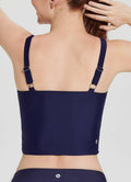 baleaf Women's Swim Top Tankini Square Neck Built-in Bra Navy Blue Size 38 by Deal US