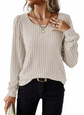 Samefar Womens Long Sleeve Blouse Casual Round Neck Apricot Size S by Deal US