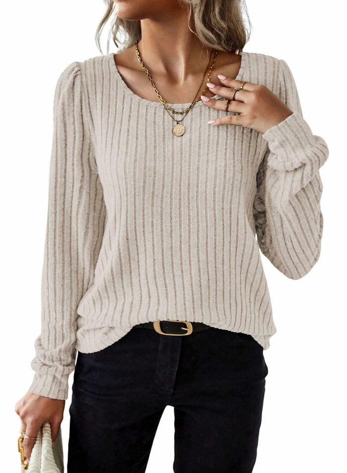 Samefar Womens Long Sleeve Blouse Casual Round Neck Apricot Size S by Deal US