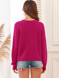 ZAFUL Rose Red V Neck Pullover Sweater Ribbed Knit Size M by Deal US