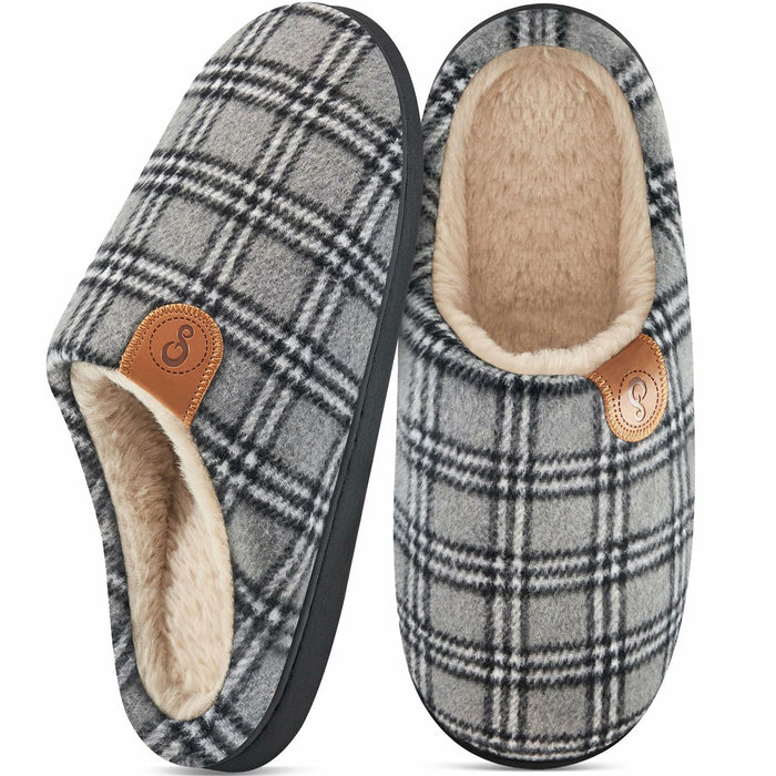 Ablanczoom Unisex Memory Foam House Slippers Grey-White Size 46/47 by Deal US