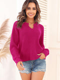 ZAFUL Rose Red V Neck Pullover Sweater Ribbed Knit Size M by Deal US