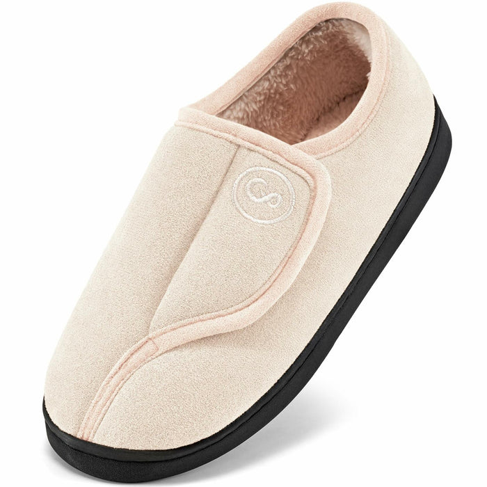 HARENCE Women's Slippers Memory Foam Adjustable Fur Lined Size 38/39 by Deal US