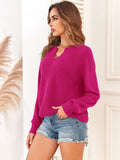 ZAFUL Rose Red V Neck Pullover Sweater Ribbed Knit Size M by Deal US