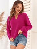 ZAFUL Rose Red V Neck Pullover Sweater Ribbed Knit Size M by Deal US