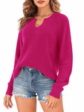 ZAFUL Rose Red V Neck Pullover Sweater Ribbed Knit Size M by Deal US