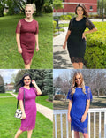 MEROKEETY Women's Short Sleeve Lace Floral Cocktail Dress Crew Neck Size S by Deal US