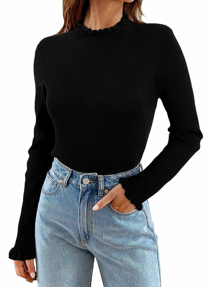 EVALESS Red Ribbed Knit Sweater Women Casual Long Sleeve Pullover Size XXL by Deal US