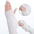 Hmxpls Knitted Kawaii Arm Warmers Wrist Warmers Women White by Deal US