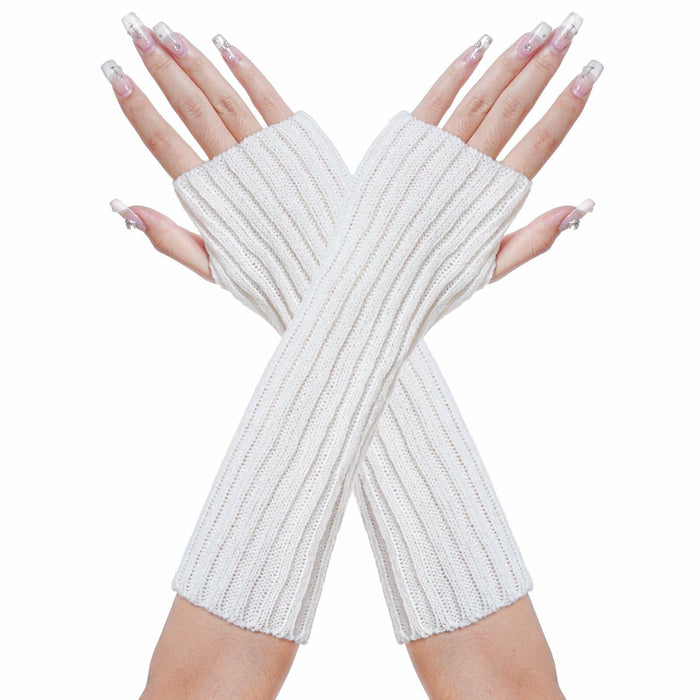 Hmxpls Knitted Kawaii Arm Warmers Wrist Warmers Women White by Deal US