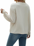 Nfsion Womens Casual Long Sleeve Crewneck Ribbed Shirt Apricot Size S by Deal US